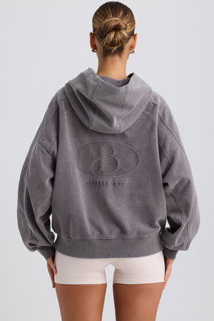 Brushed Cotton Jersey Oversized Hoodie in Washed Charcoal