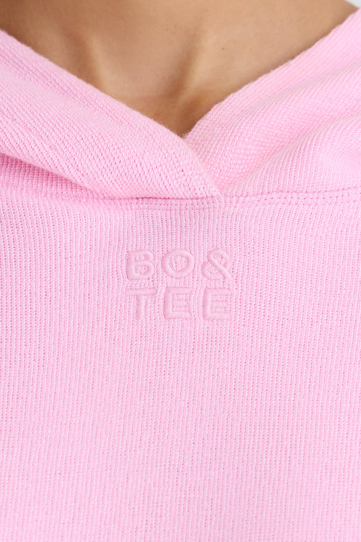 Textured Cotton Jersey Graphic Print Hoodie in Bubblegum Pink - 4