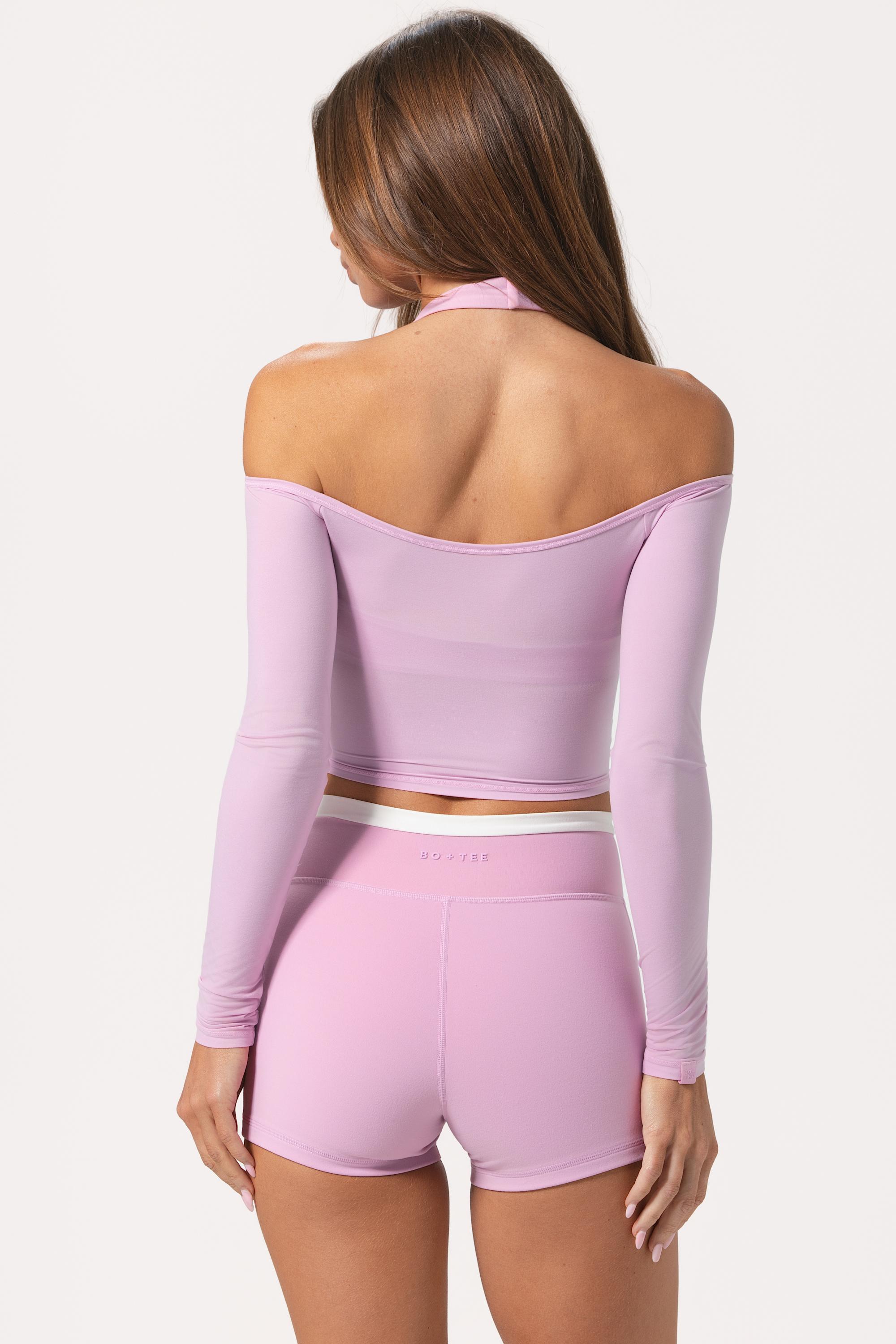 Soft Jersey Off-Shoulder Top in Sweet Pink