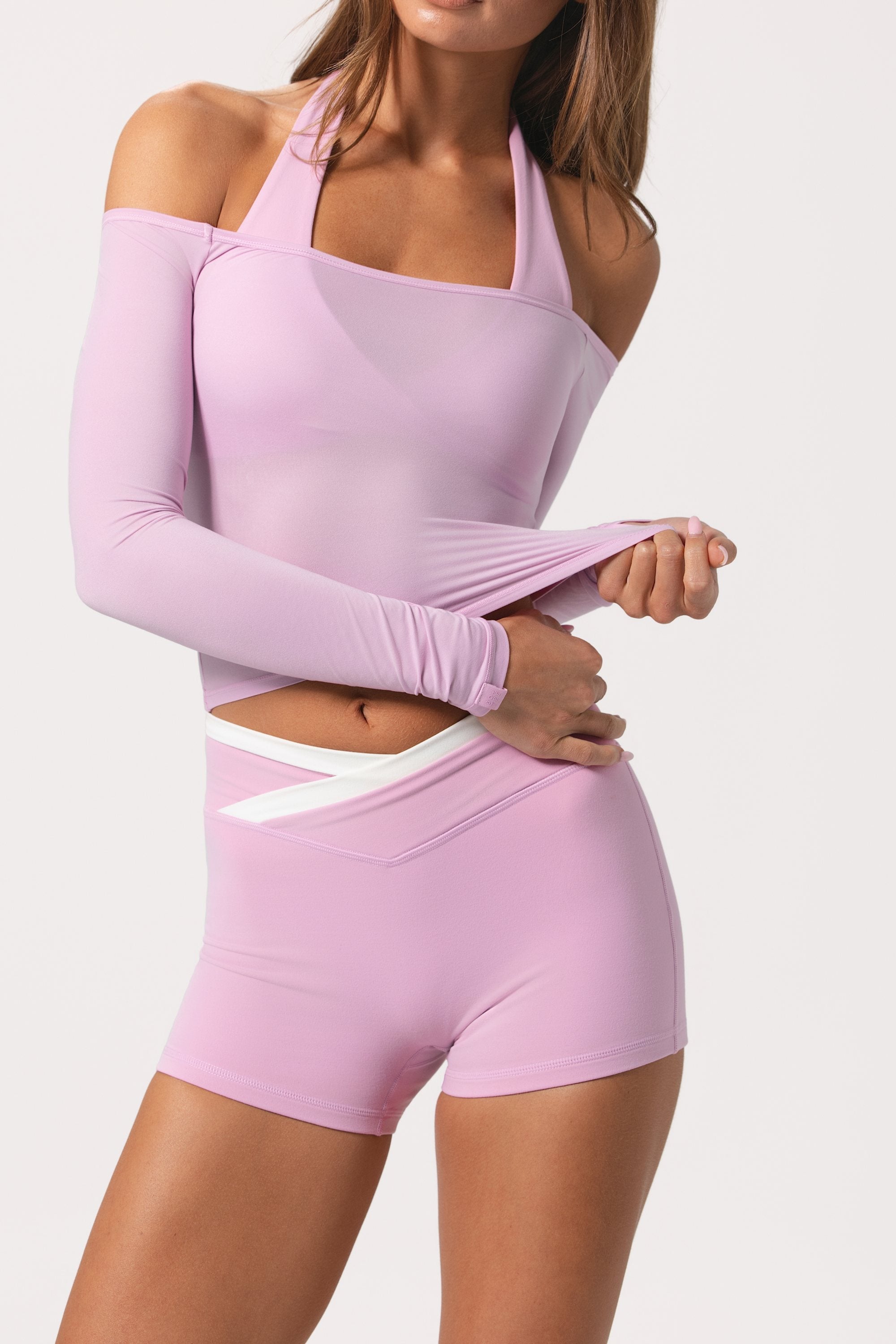 Soft Jersey Off-Shoulder Top in Sweet Pink