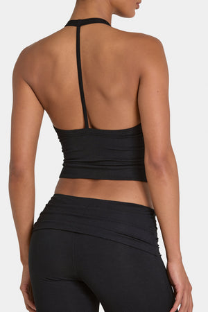 Bo+Tee model Kiele wearing the BT16359__Black Full Top in Black Modal fabric perfect for weekend brunch