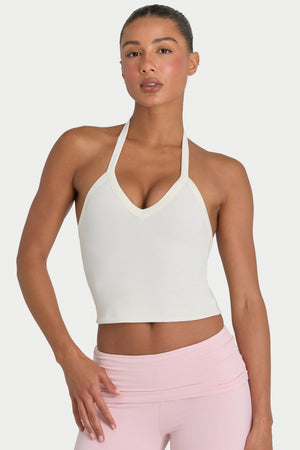 Bo+Tee model Kiele wearing the BT16359__Ivory Tops in Ivory Modal fabric perfect for casual day out