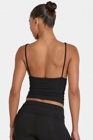 Bo+Tee model Kiele wearing the BT16360__Black Full Top in Black Ribbed Modal fabric perfect for coffee dates