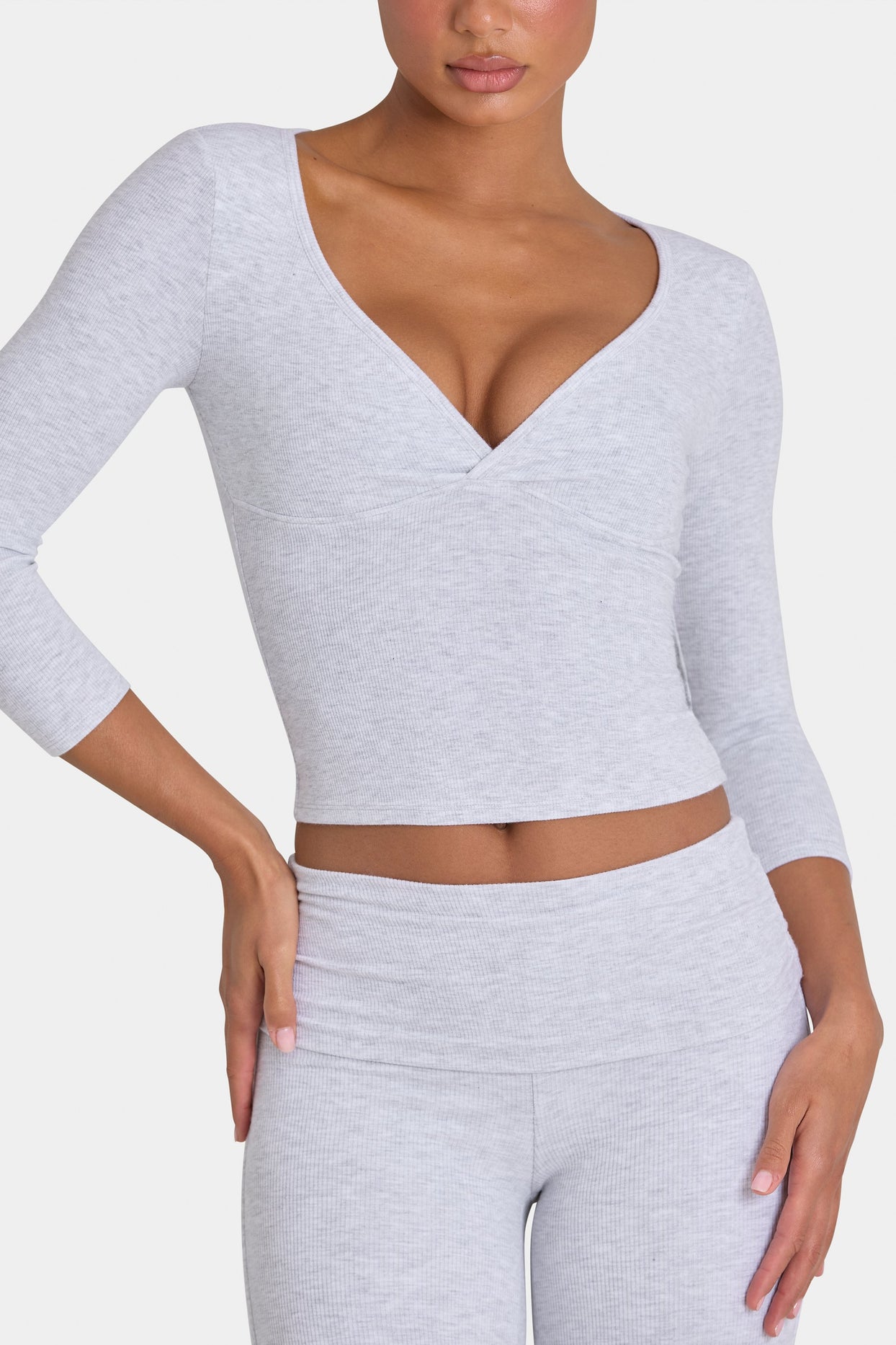 ButterCloud™ 3/4 Sleeve Top in Grey Marl - 4