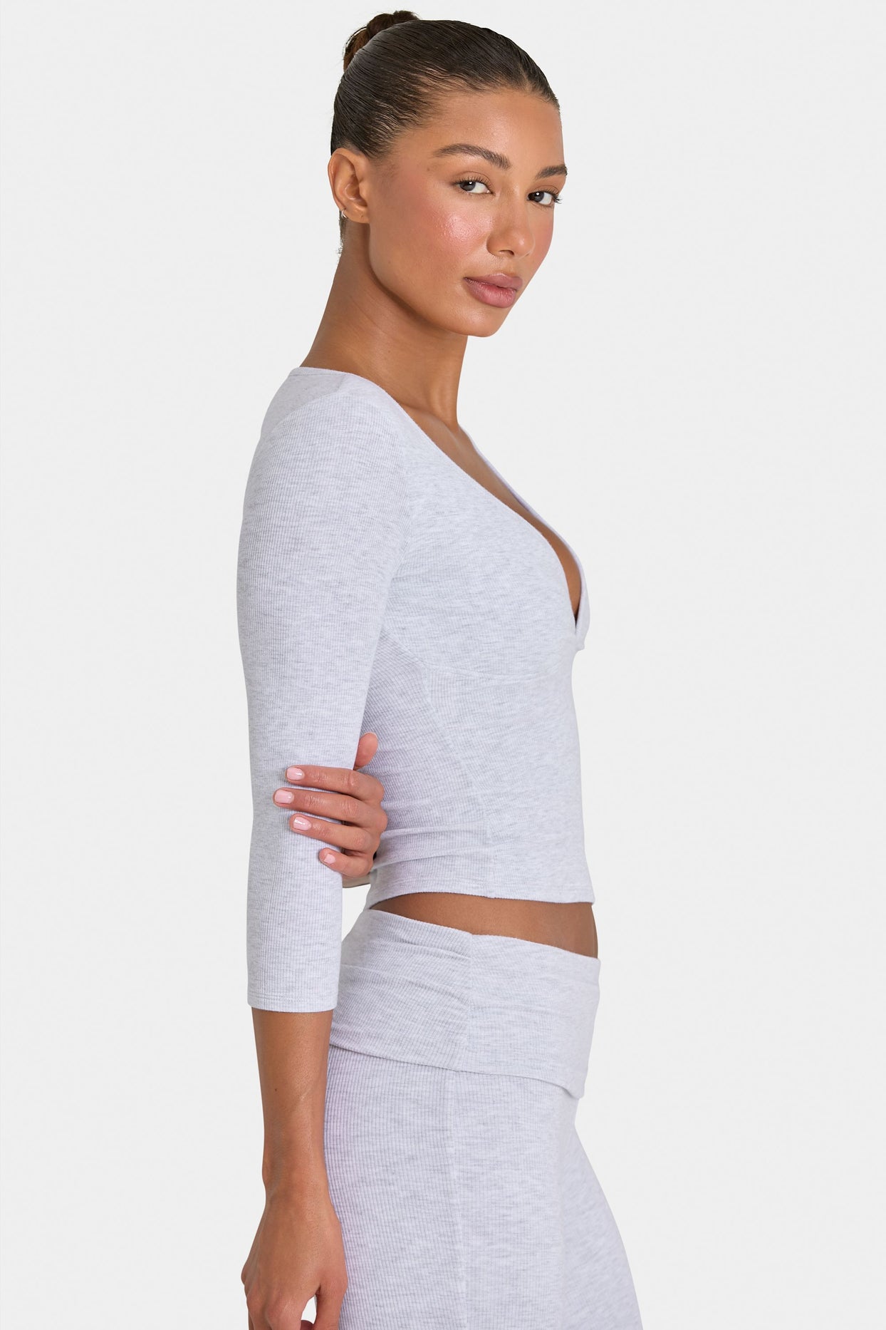 ButterCloud™ 3/4 Sleeve Top in Grey Marl - 5
