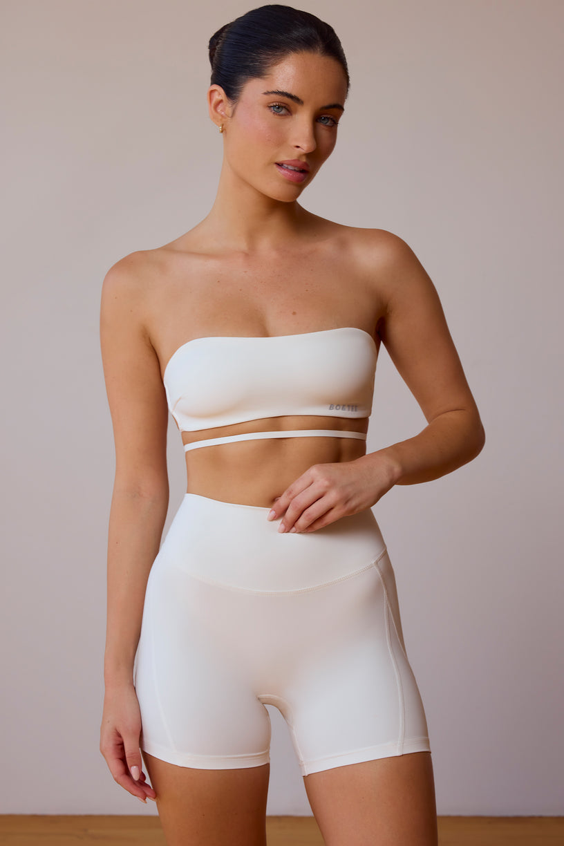 Cross-Back Bandeau Bra in Soft White - 2