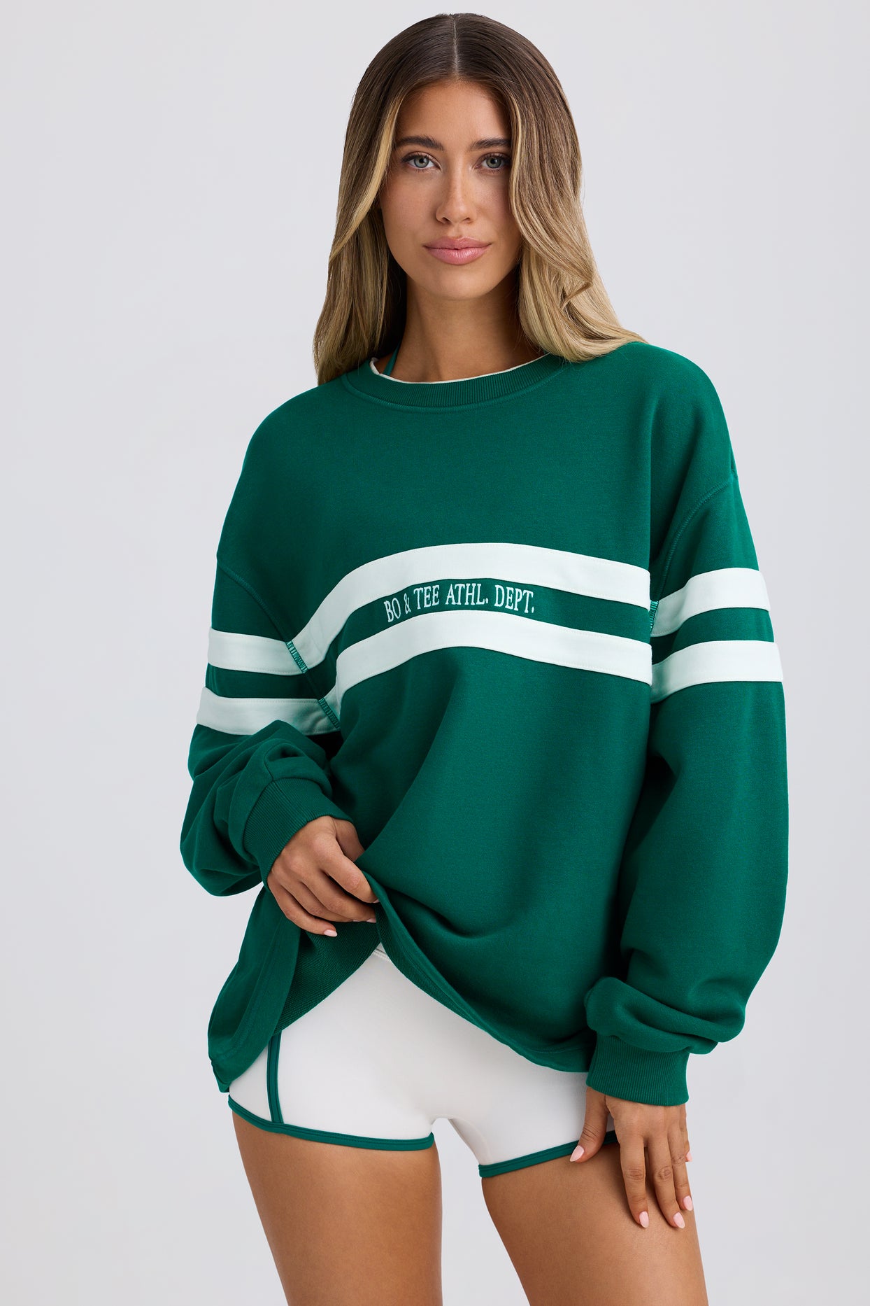 Soft Loopback Jersey Oversized Sweatshirt in Varsity Green - 8