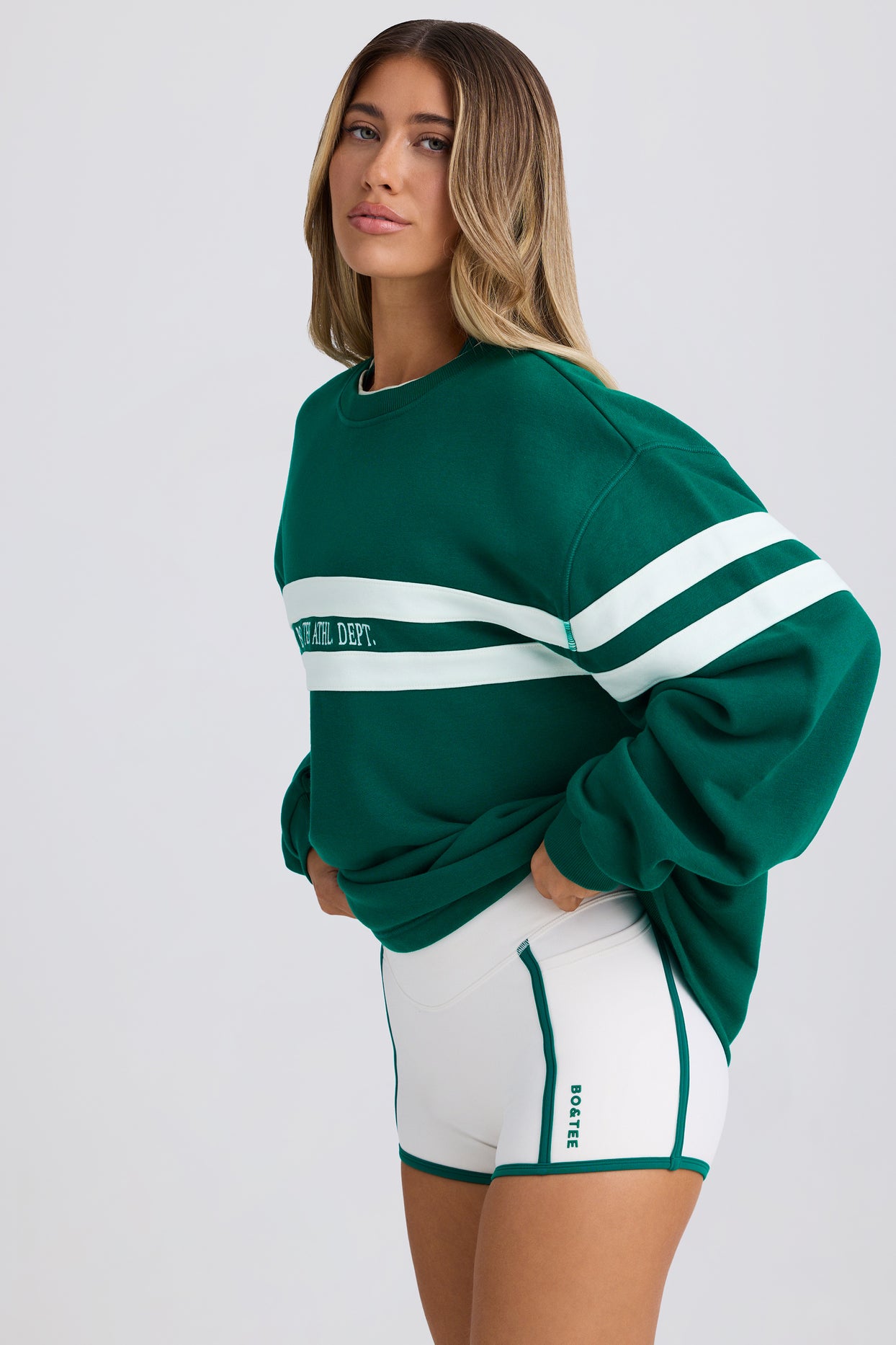 Soft Loopback Jersey Oversized Sweatshirt in Varsity Green - 6