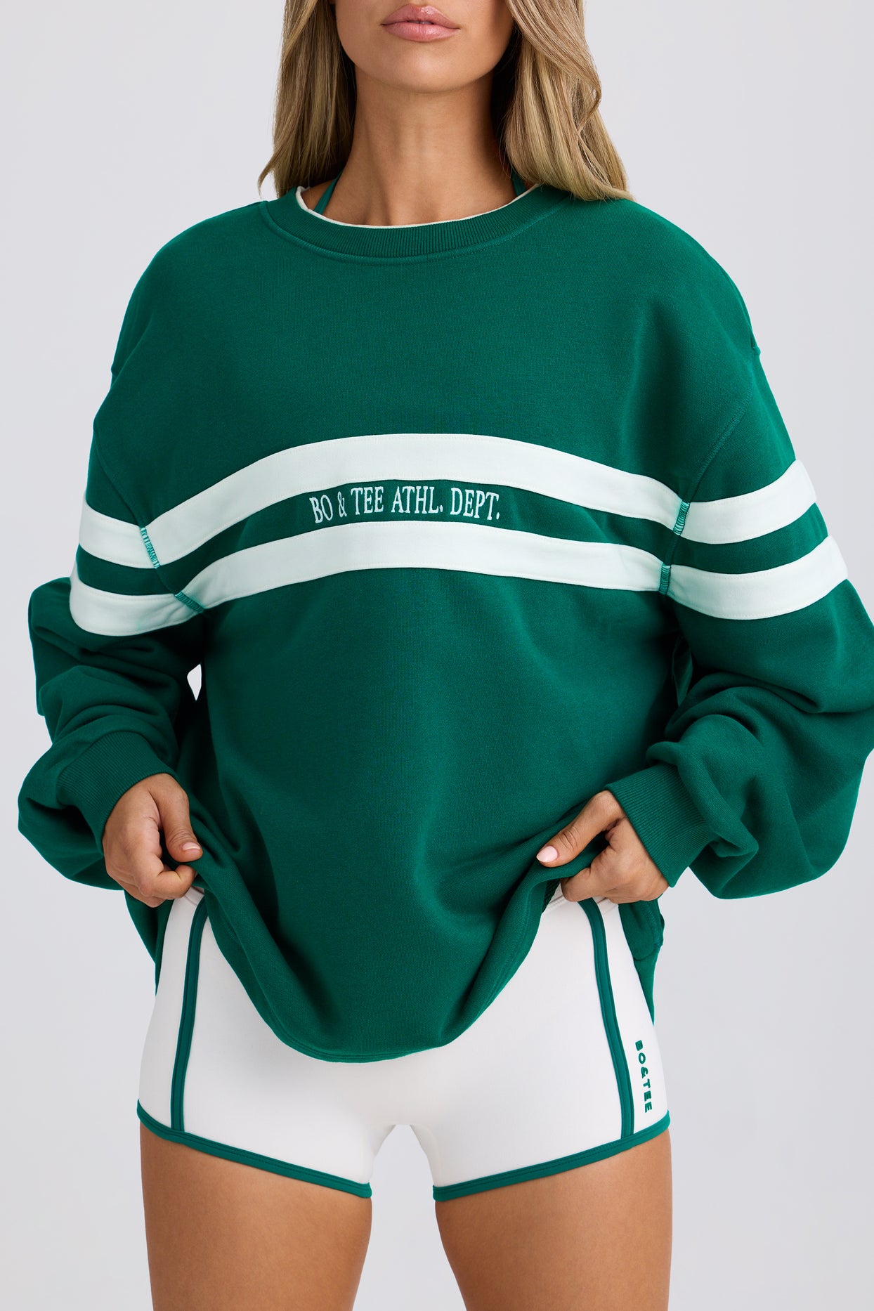 Soft Loopback Jersey Oversized Sweatshirt in Varsity Green - 5