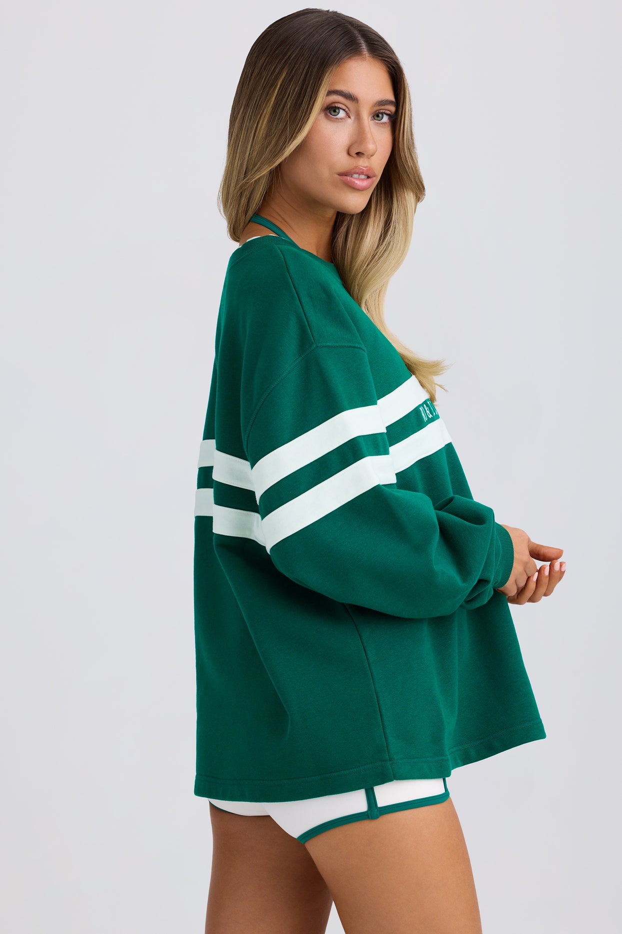 Soft Loopback Jersey Oversized Sweatshirt in Varsity Green - 4