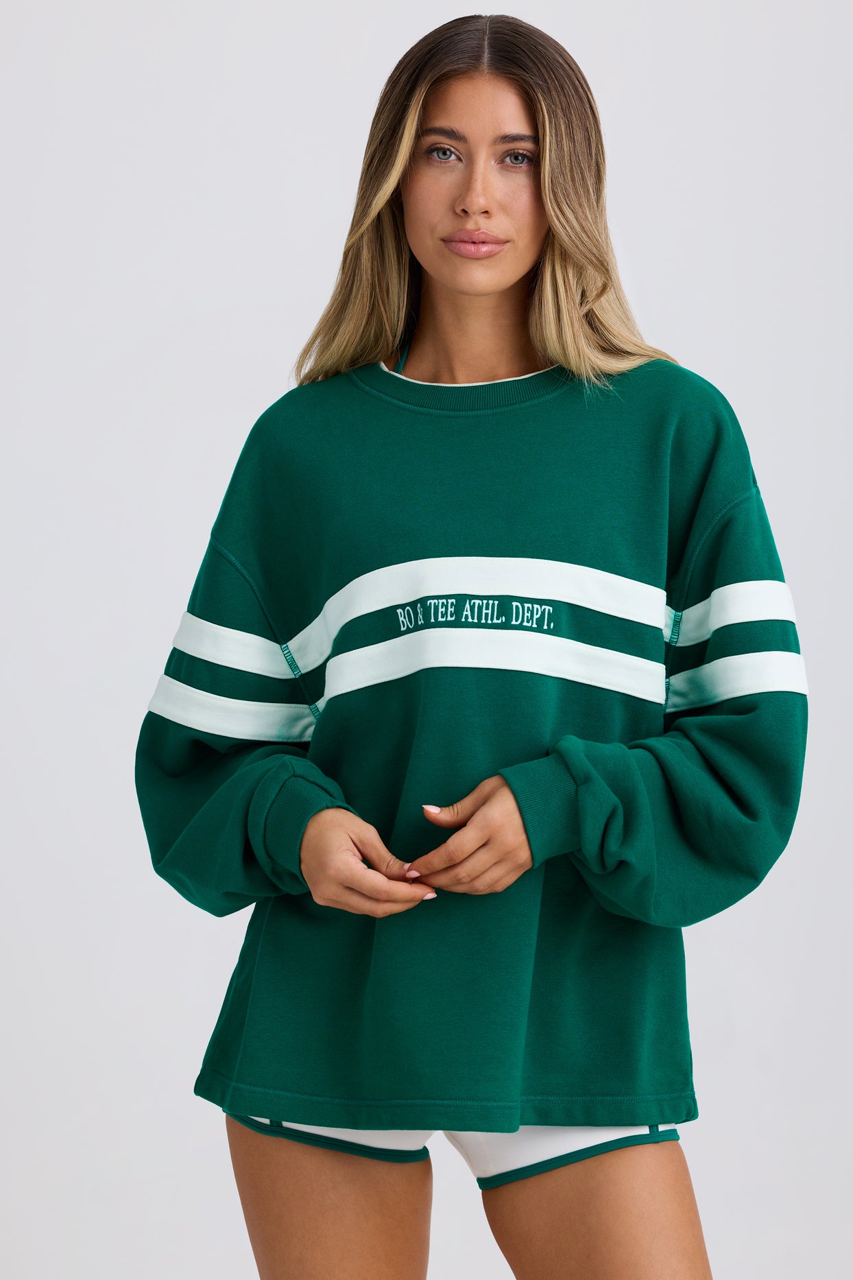 Soft Loopback Jersey Oversized Sweatshirt in Varsity Green - 7
