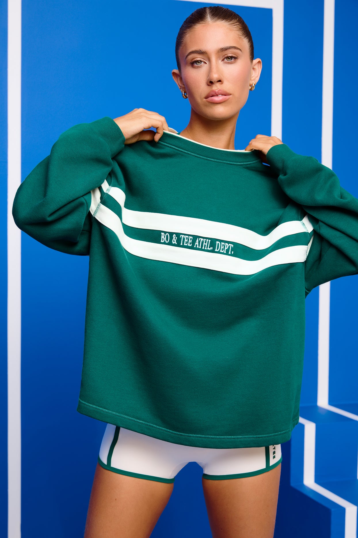 Soft Loopback Jersey Oversized Sweatshirt in Varsity Green - 1