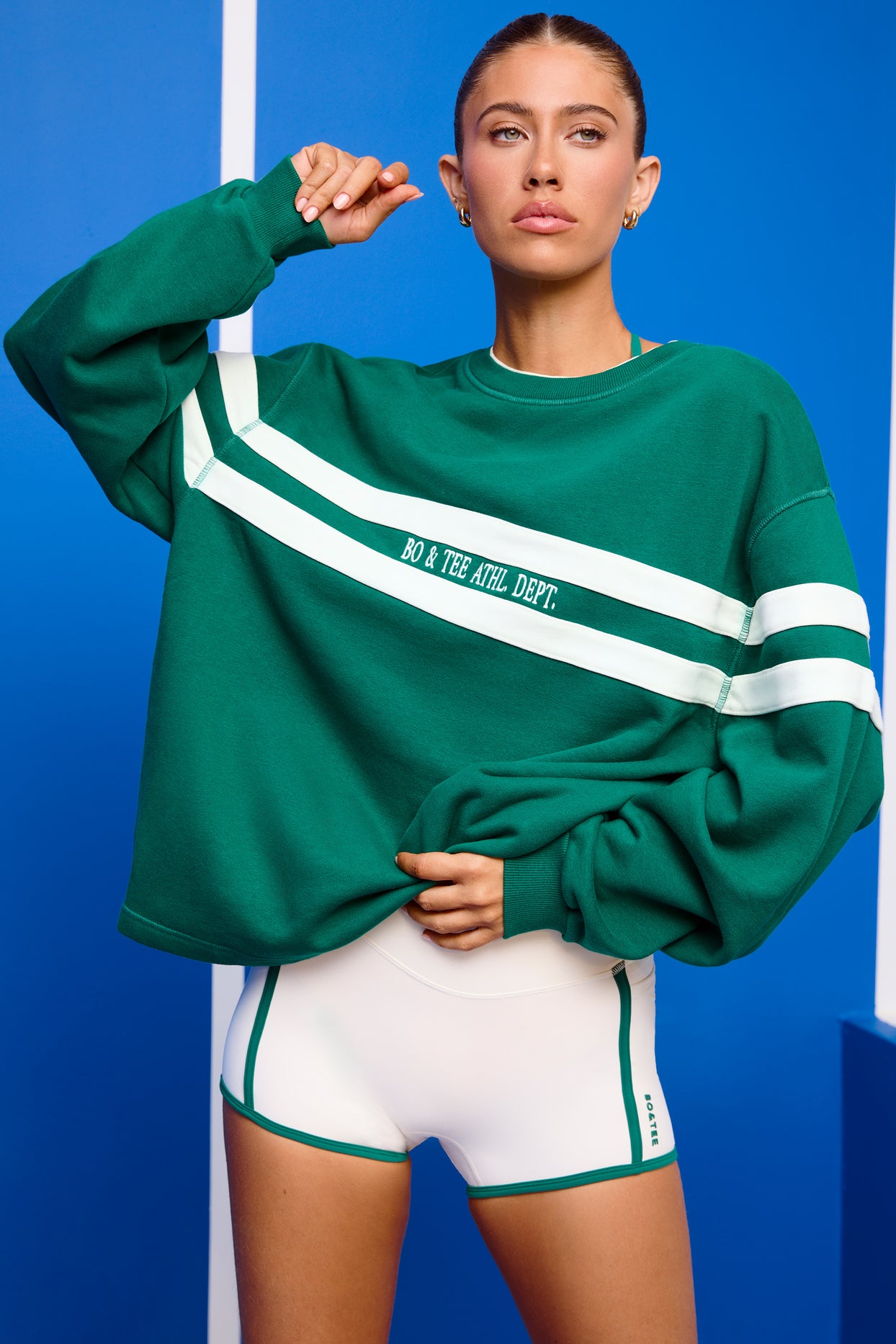 Soft Loopback Jersey Oversized Sweatshirt in Varsity Green - 2