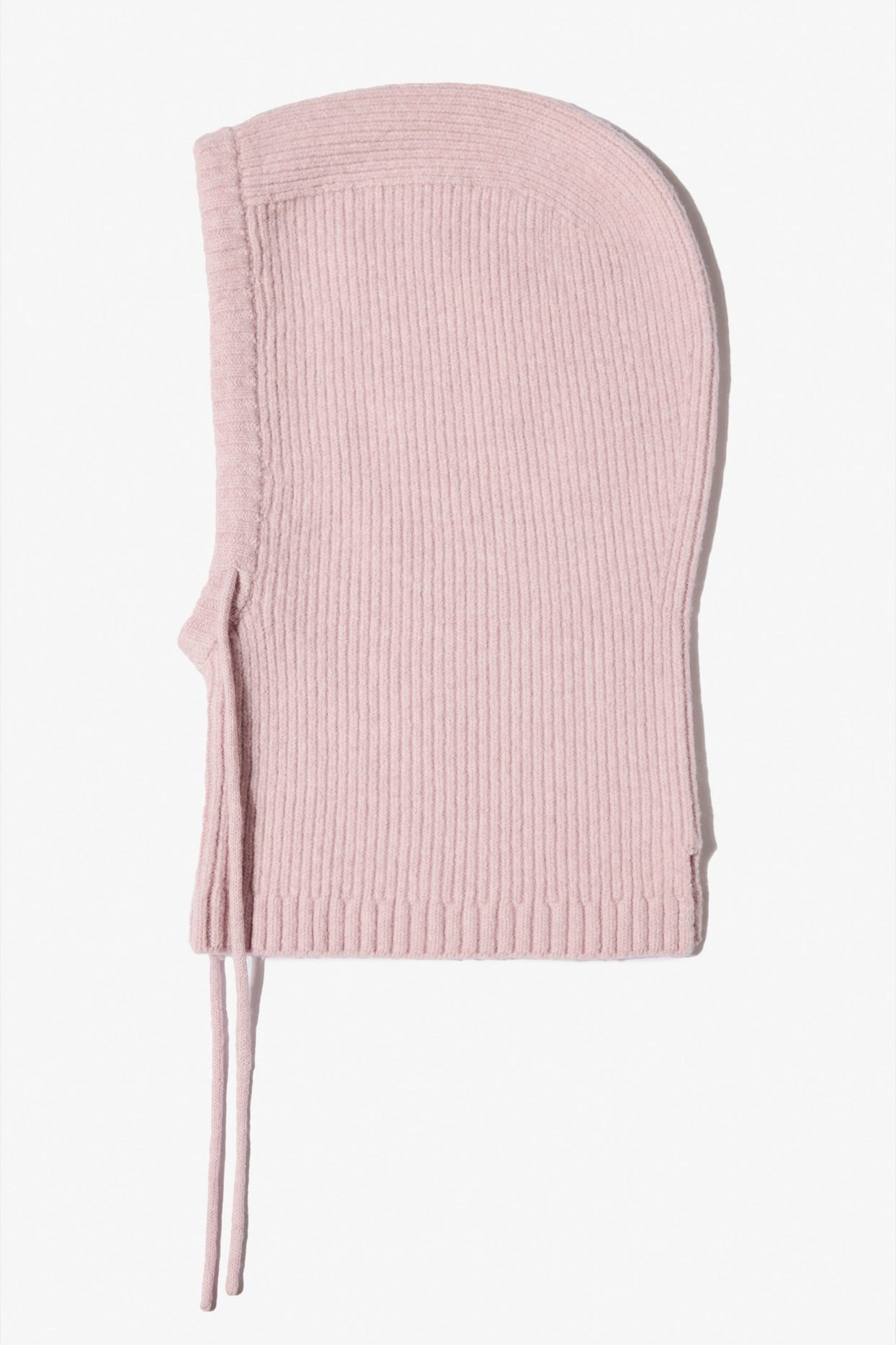 Knit Drawstring Balaclava in Powder Pink - 2