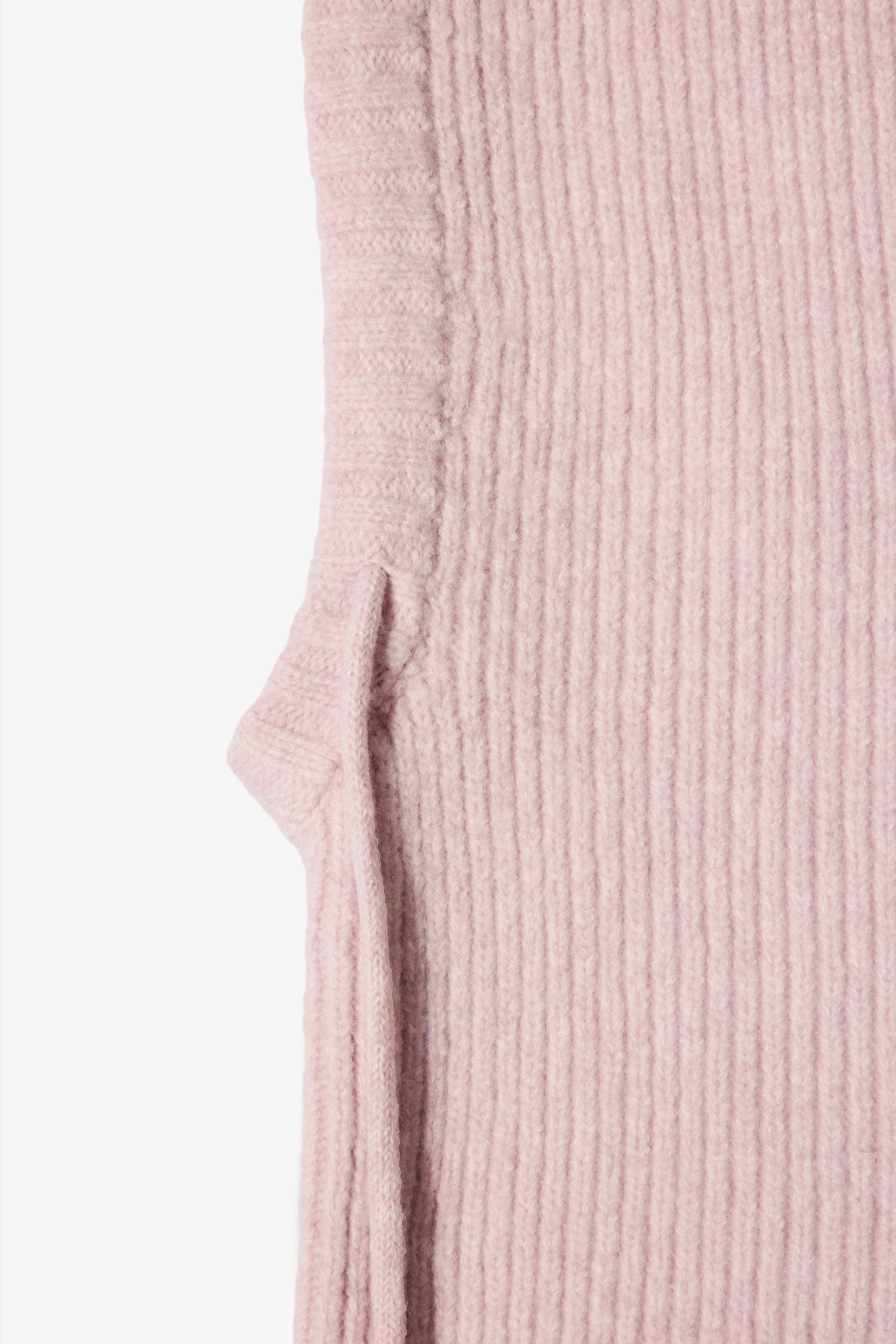 Knit Drawstring Balaclava in Powder Pink - 5