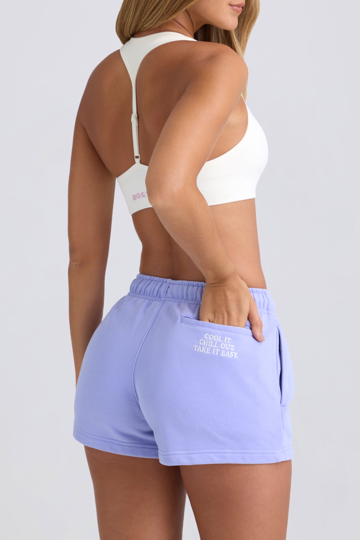 Mid-Rise Sweat Shorts in Periwinkle - 1