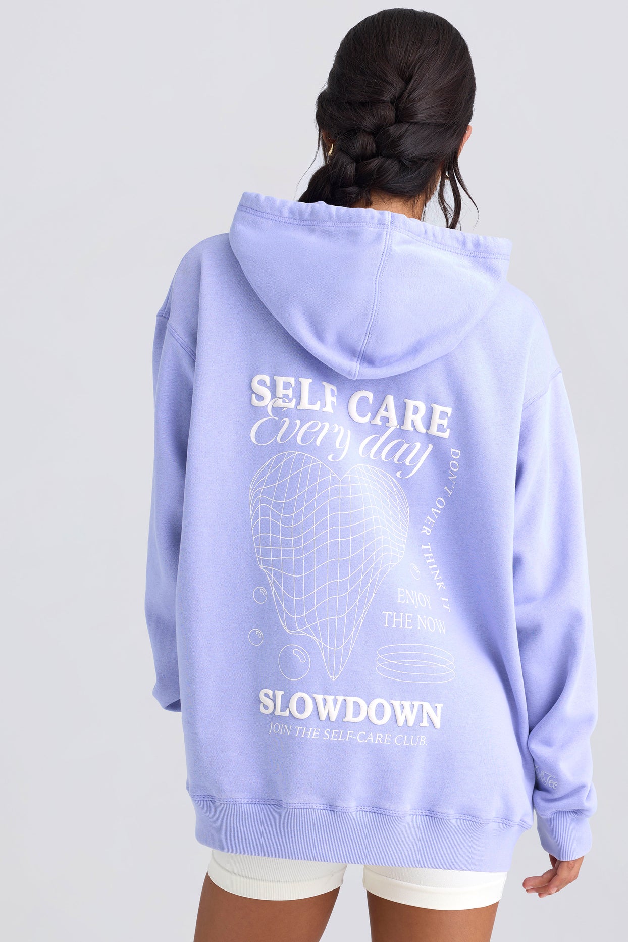 Heavyweight Brushed Fleece Oversized Hoodie in Periwinkle - 2