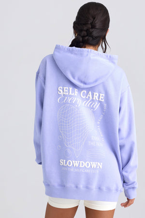 Heavyweight Brushed Fleece Oversized Hoodie in Periwinkle