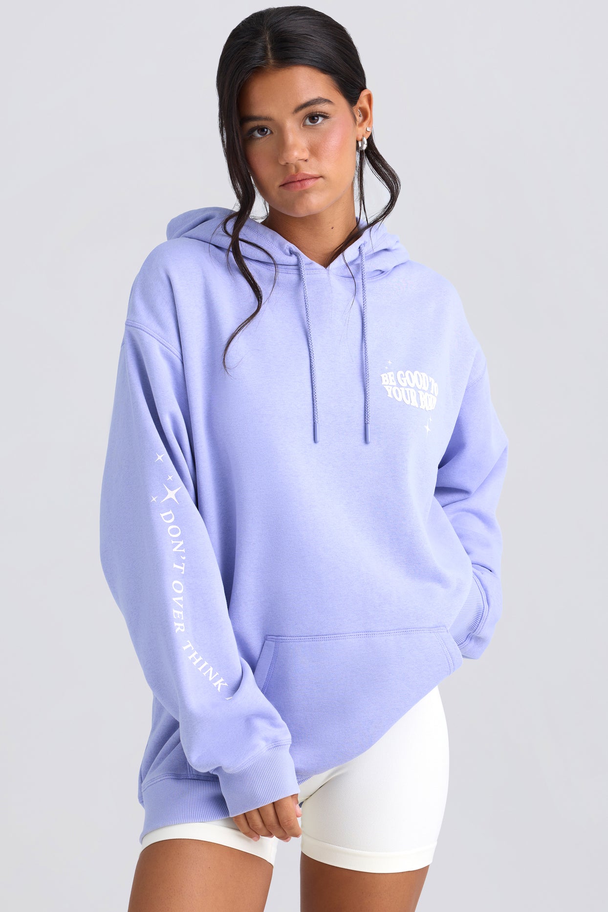 Heavyweight Brushed Fleece Oversized Hoodie in Periwinkle - 5