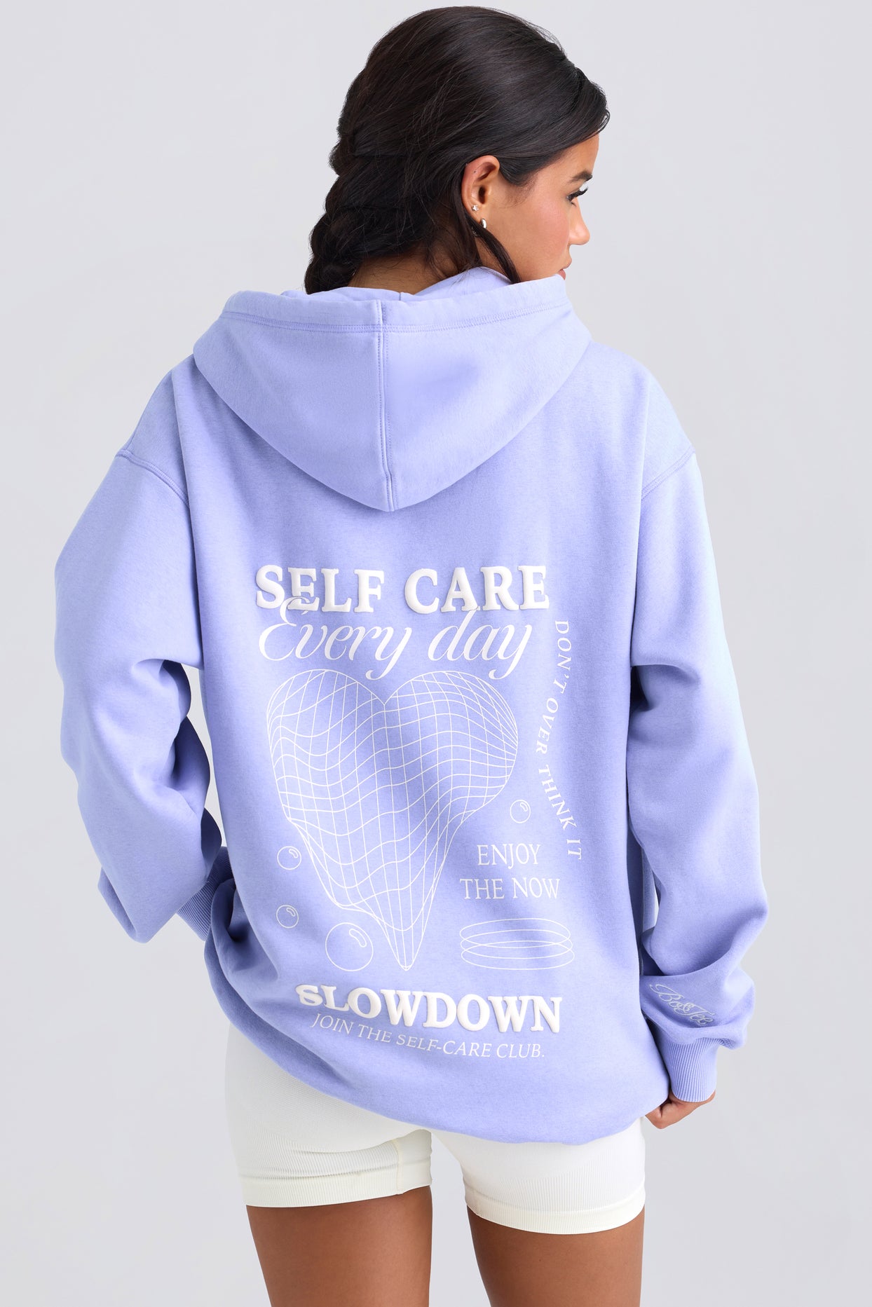 Heavyweight Brushed Fleece Oversized Hoodie in Periwinkle - 6