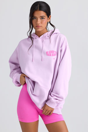 Heavyweight Brushed Fleece Oversized Hoodie in Violet Pink
