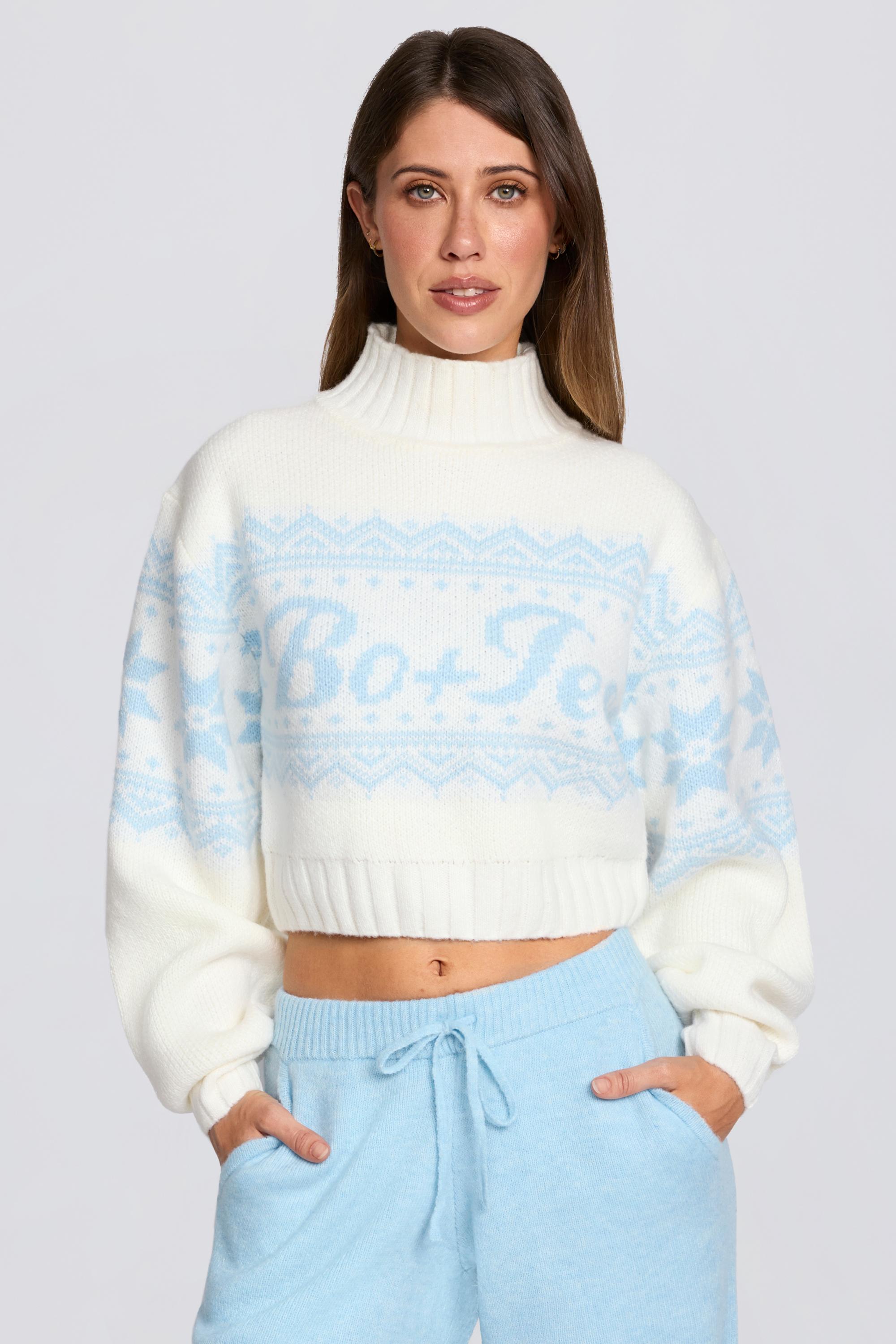 Jacquard-Knit Cropped Jumper in Ivory - 1