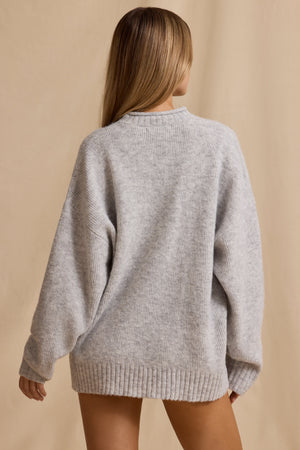Ribbed Knit Oversized Jumper in Ice Marl