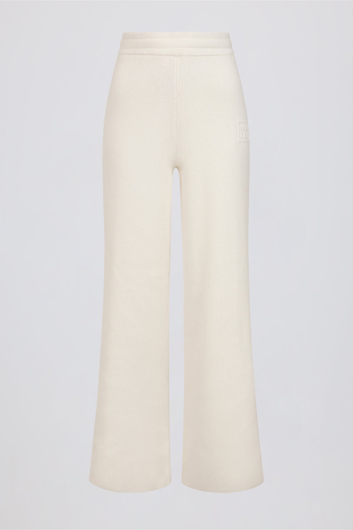 ⁣⁢Rippstrick Hose mit weitem Bein in Ivory⁤⁣