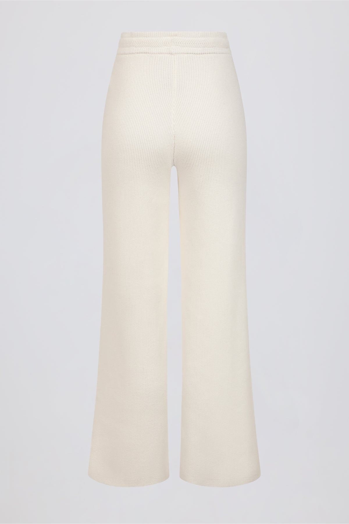 ⁣⁢Rippstrick Hose mit weitem Bein in Ivory⁤⁣