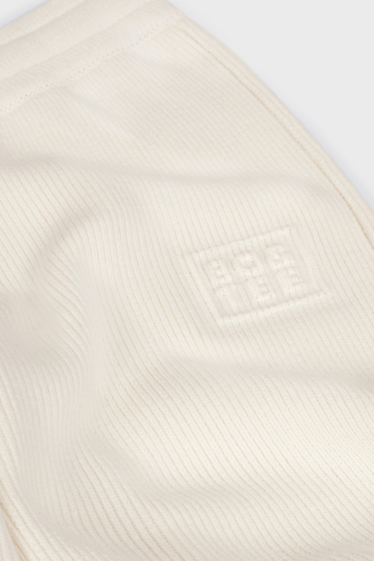 Ribbed Knit Wide-Leg Joggers in Ivory - 5