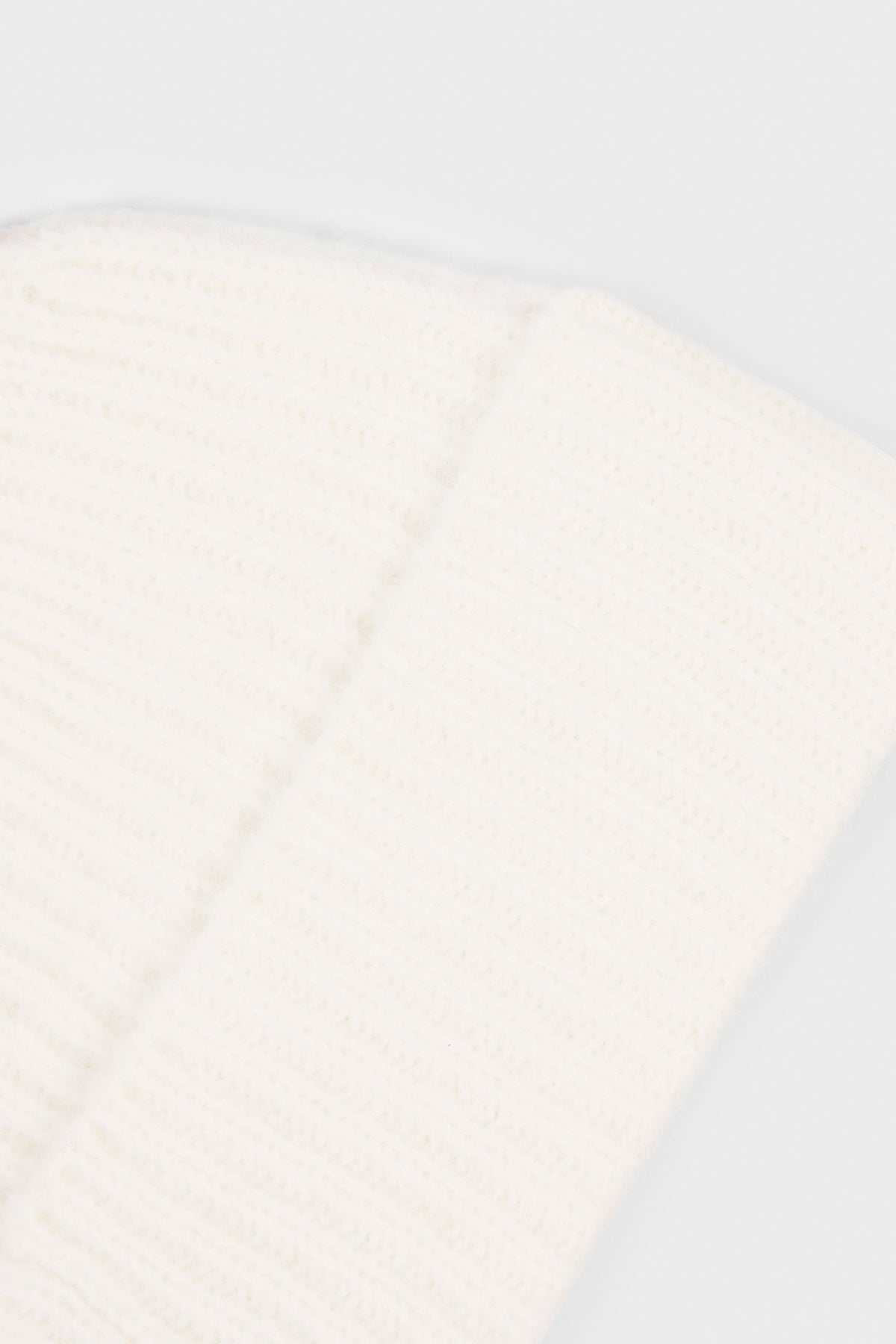 Ribbed Knit Beanie Hat in Ivory