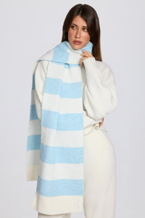 Knit Striped Scarf in Powder Blue