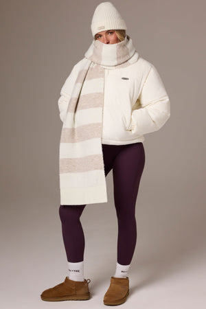 Knitted Striped Scarf in Ivory
