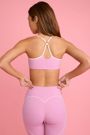 Soft Active Sweetheart-Neck Sports Bra in Dusty Pink