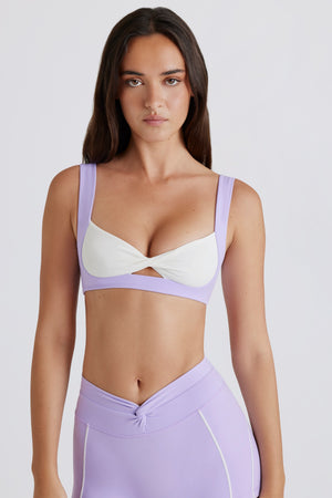 Soft Active Twist-Front Sports Bra in Lilac
