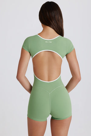 Soft Active Open-Back Unitard in Green