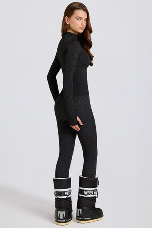 Thermal Base-Layer Leggings in Black Leopard