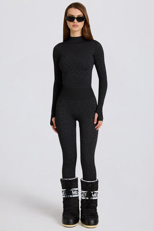 Thermal Base-Layer Leggings in Black Leopard