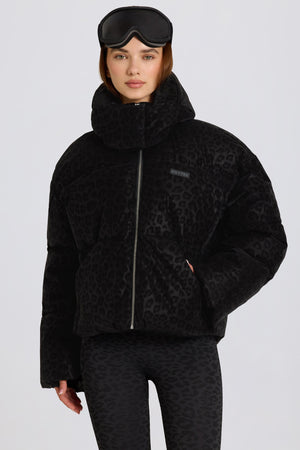 Waterproof Cropped Oversized Ski Jacket in Black