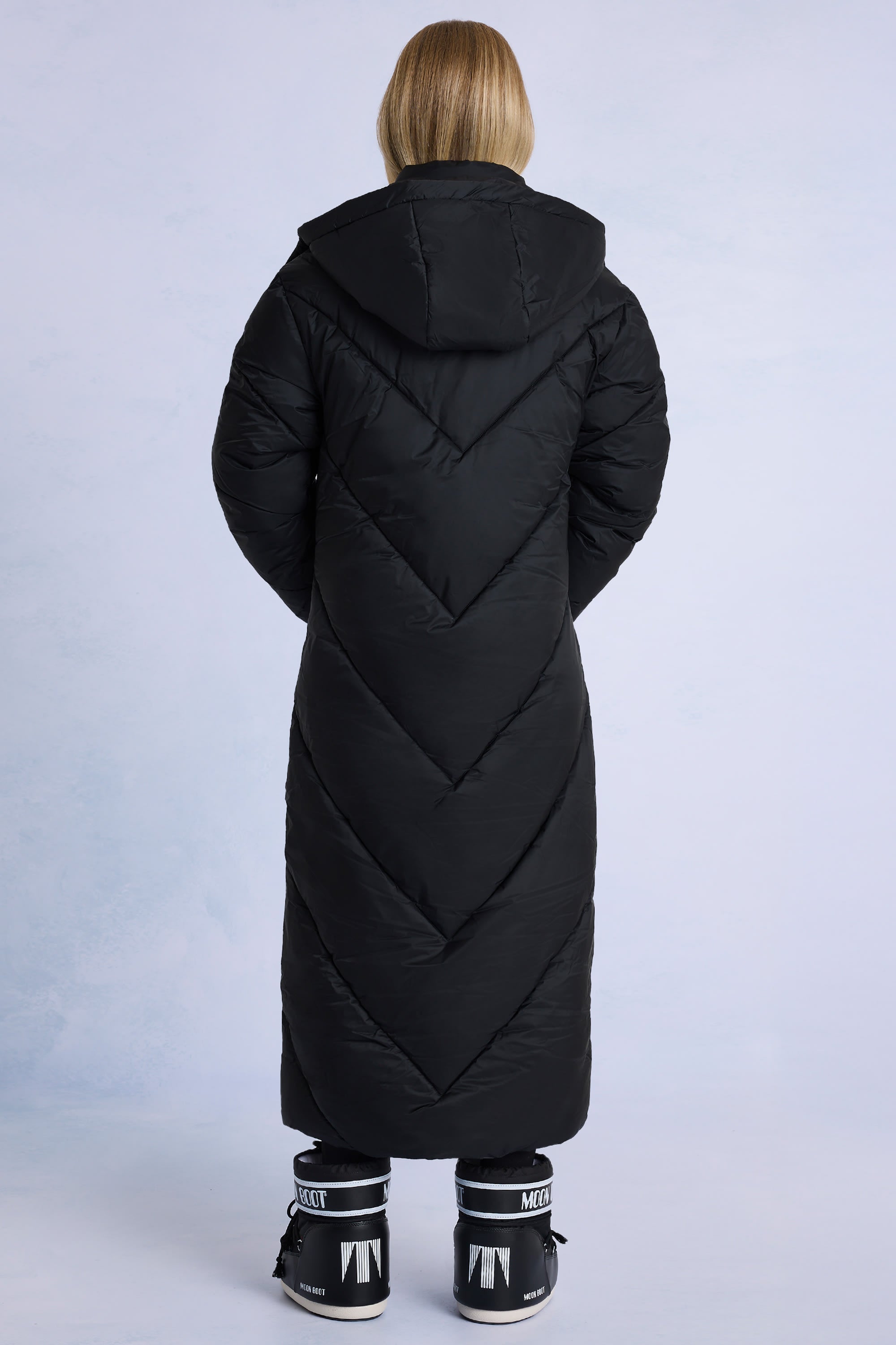 Waterproof Hooded Long Parka Coat in Black - 2