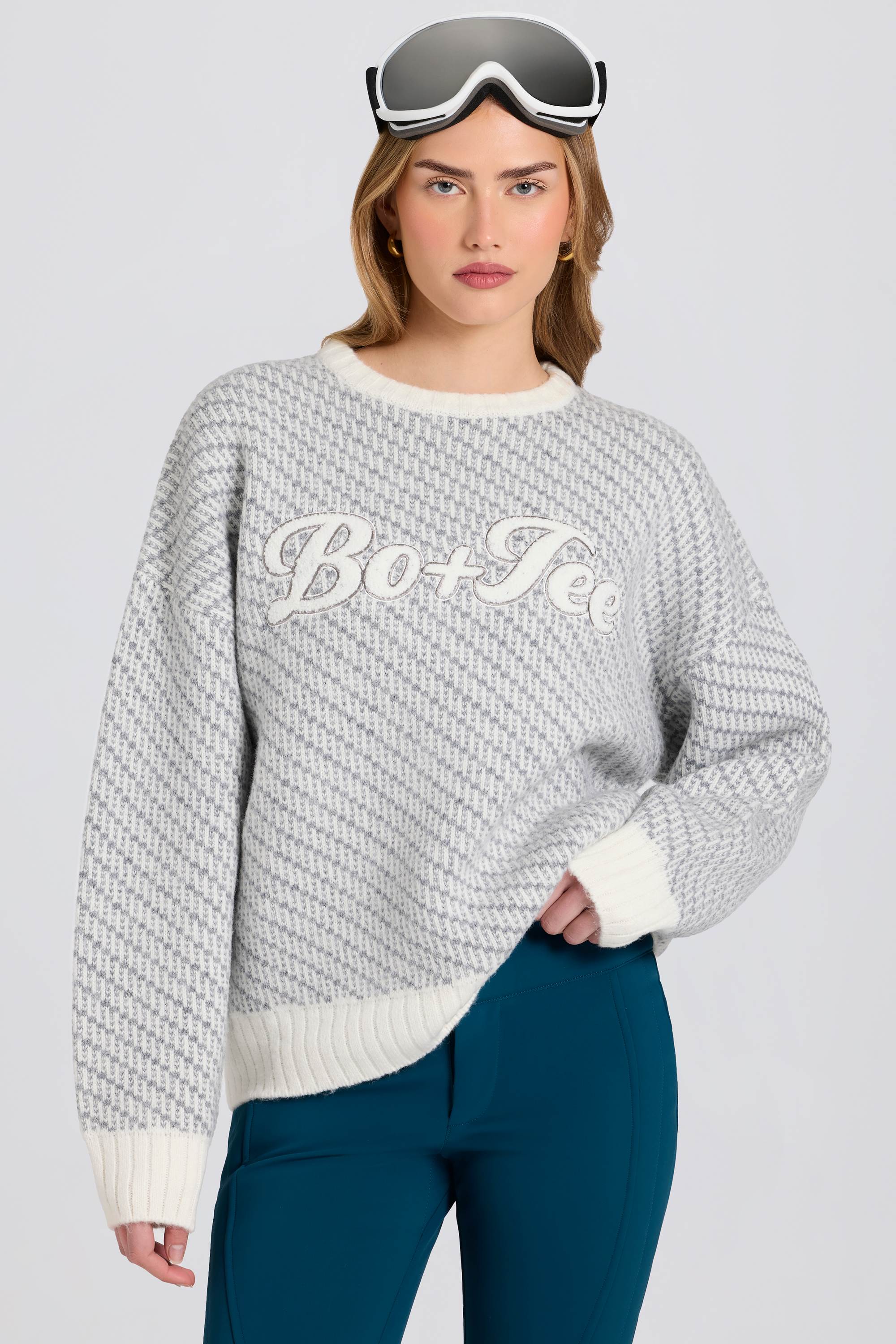 Knit Logo Oversized Jumper in Ice - 1
