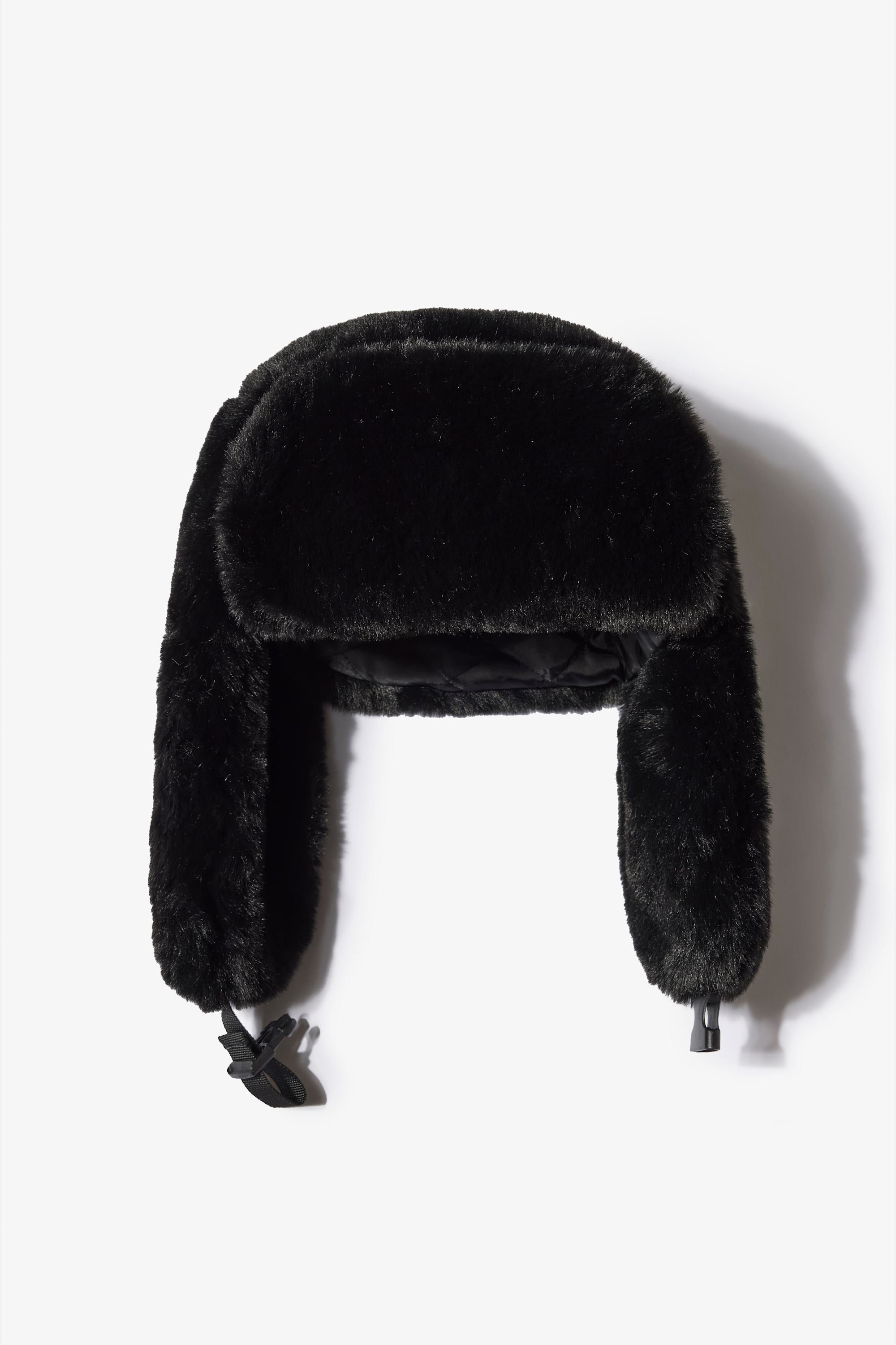 Faux-Fur Trapper Hat in Black - 1