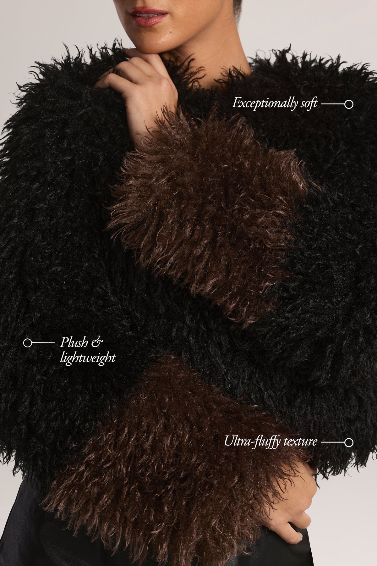 ⁣⁢Mongolische Pelzjacke in Schwarz⁤⁣ - 1