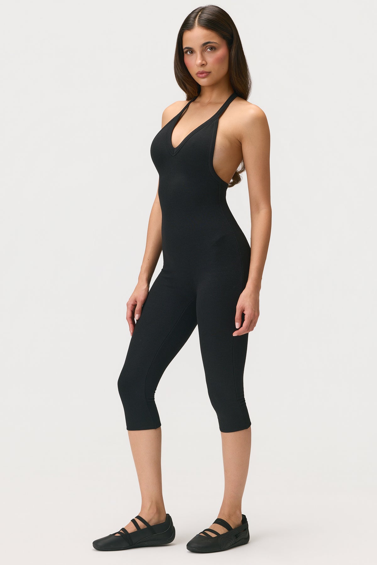 ⁣⁢ButterCloud™ Capri-Jumpsuit in Schwarz⁤⁣