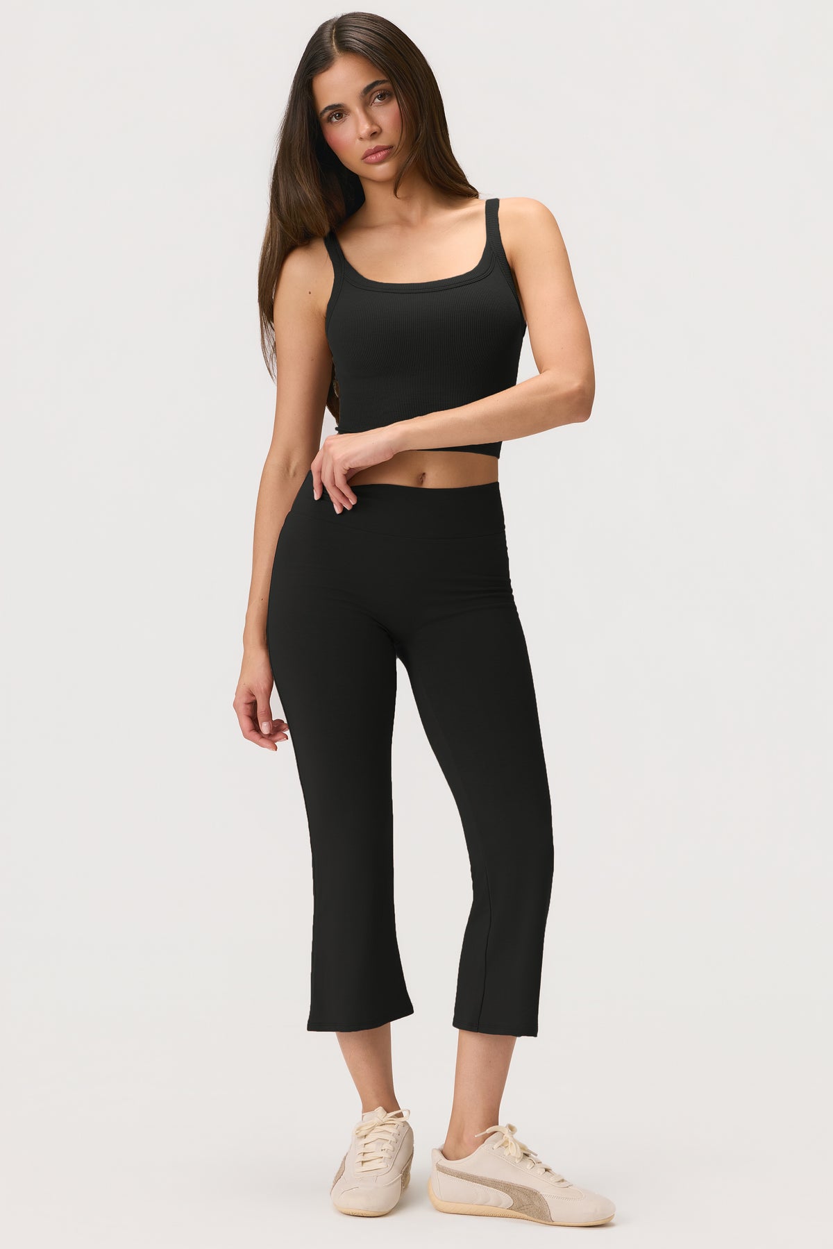 ButterCloud™ Flared Capri Leggings in Black - 1