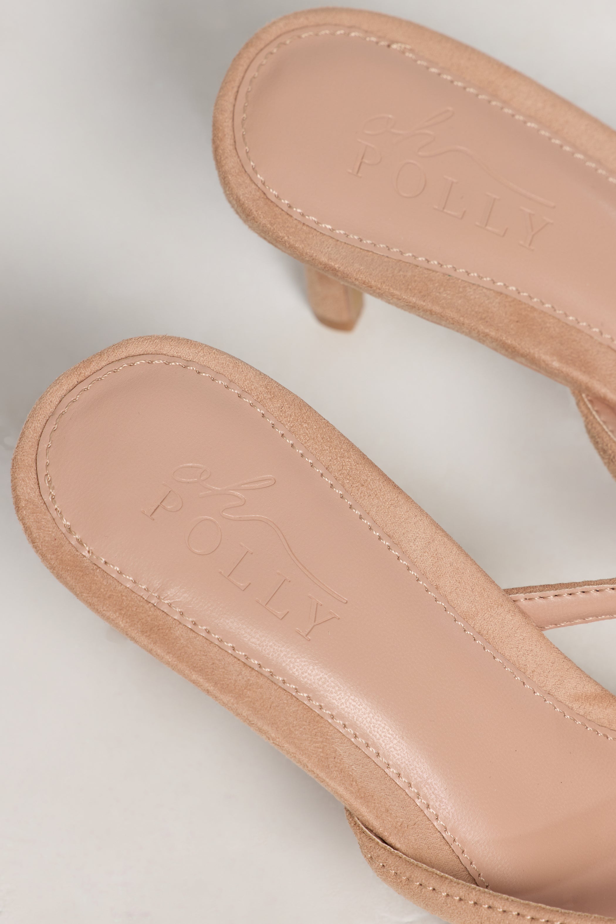 Heeled Thong Sandals in Soft Tan