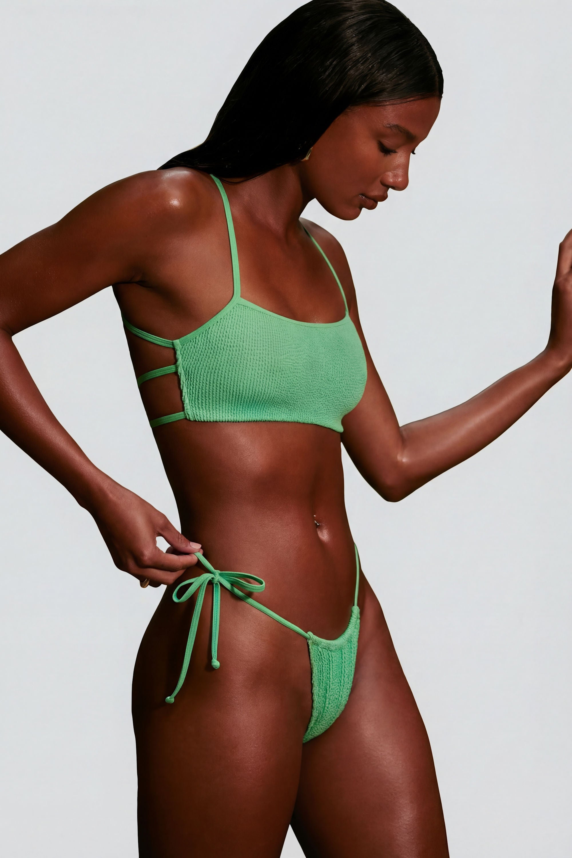 Strappy Scoop Bikini Top in Seafoam Green