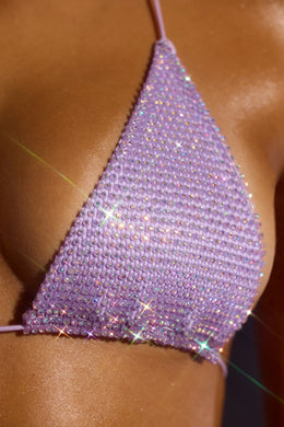 Trójkątny top od bikini typu halter w kolorze liliowym