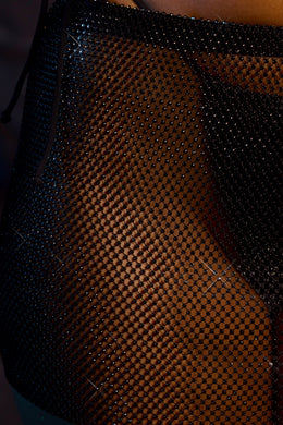 Spódnica mini z niskim stanem w kolorze czarnym