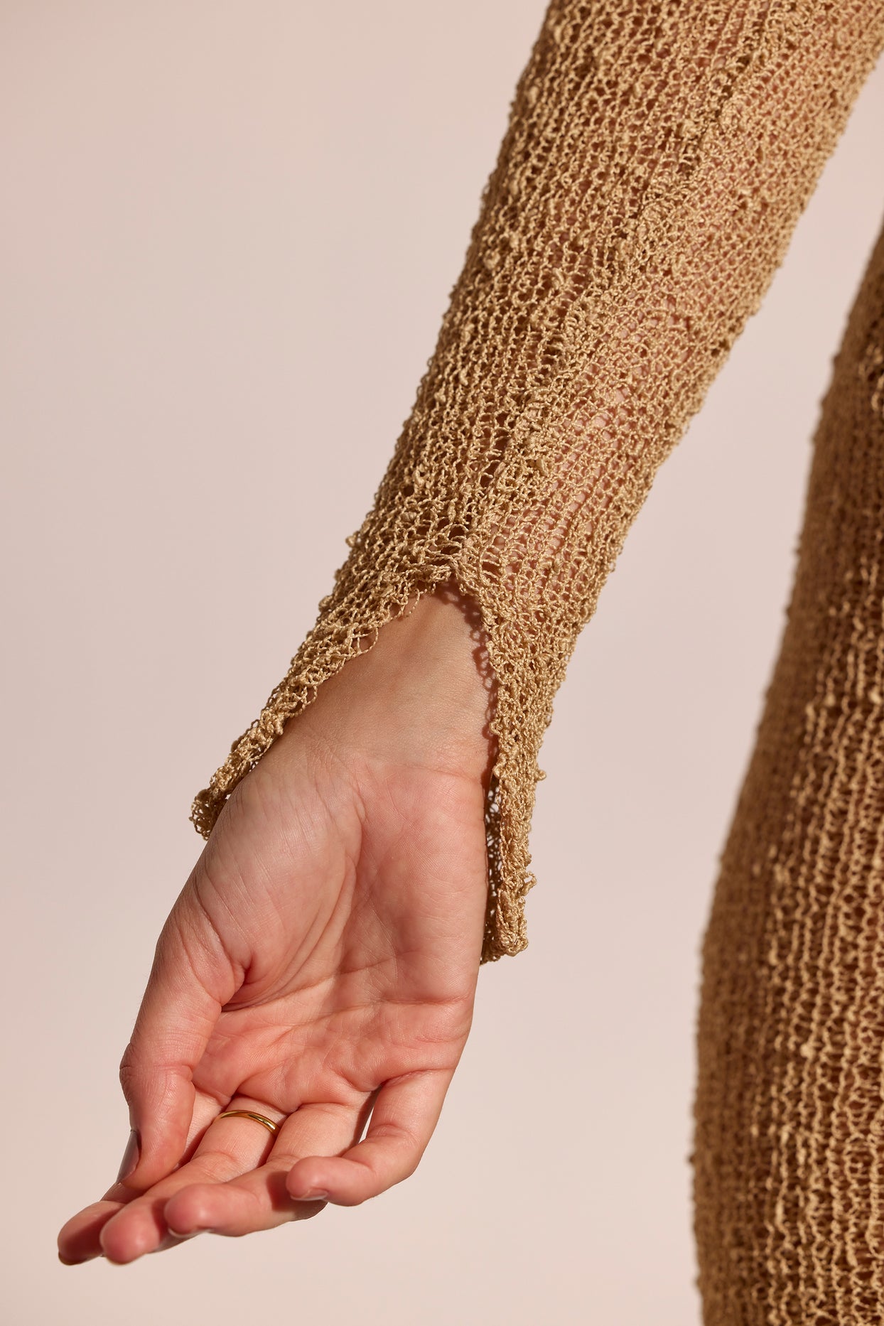 Resort Wear Crochet Knit Beach Mini Dress in Toffee Oh Polly